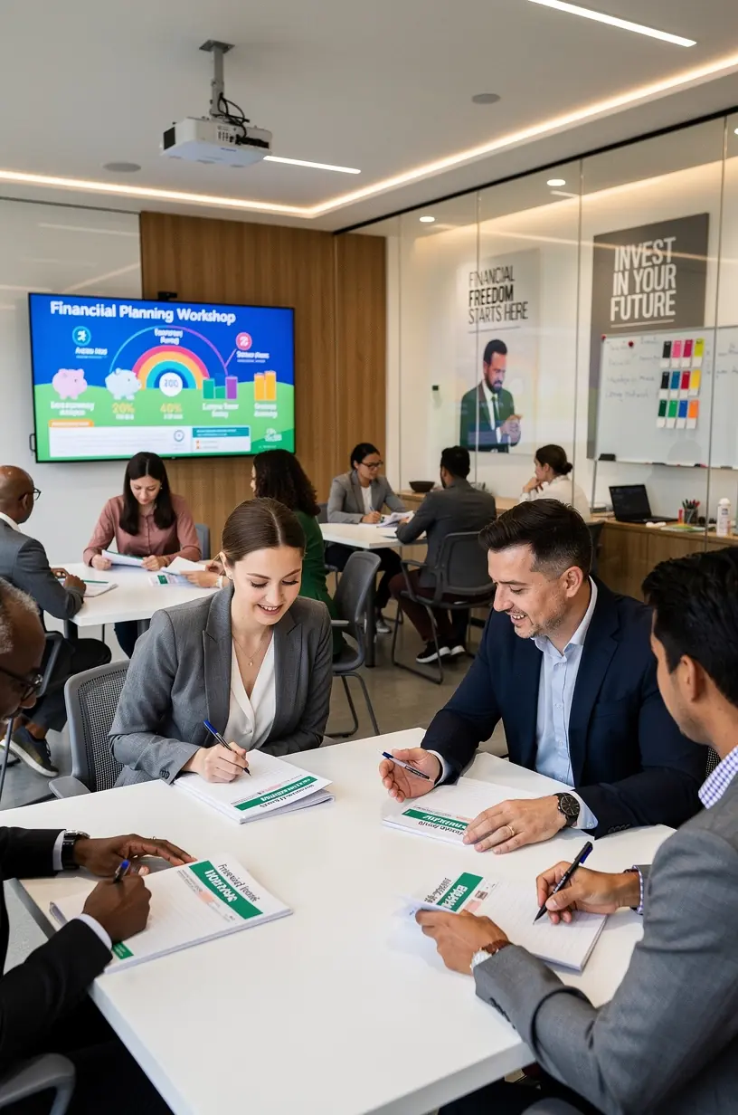 Osoba uczestnicząca w warsztatach finansów osobistych, zapisująca notatki w zeszycie roboczym.